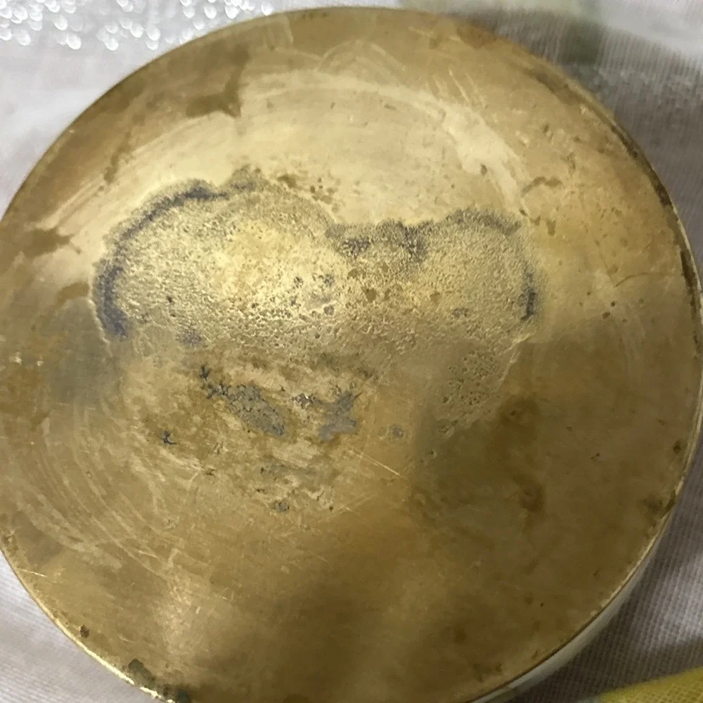 Mother Of Pearl & Gold Metal Cylindrical Jar With Lid